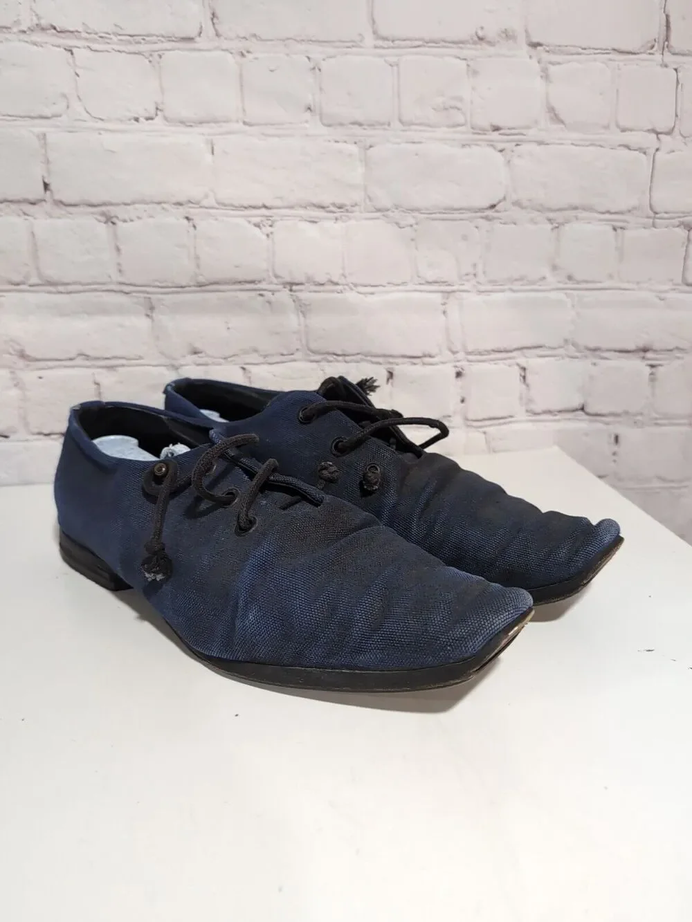 Alexander Fielden The Philosopher Handmade Denim Leather Avant Garde Shoe Sz 41
